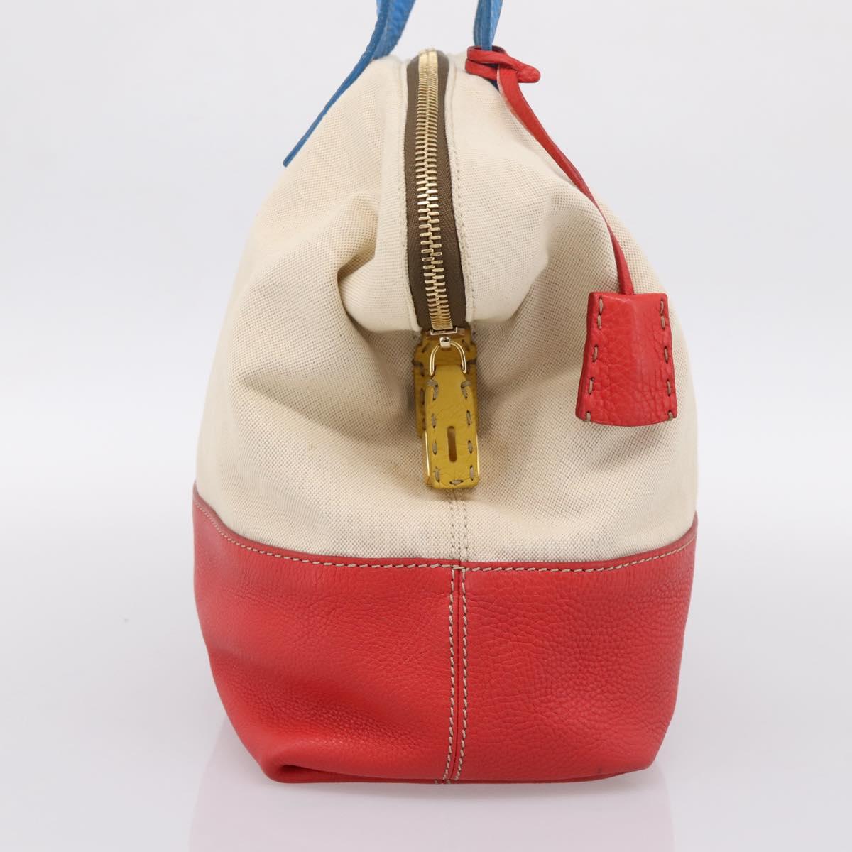 FENDI Celeria Tote Bag Canvas Ivory Gold Auth 197186A