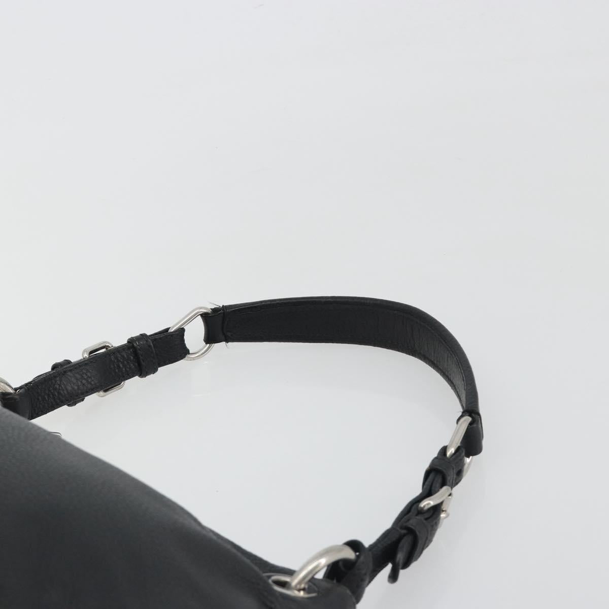 PRADA Shoulder Bag Vittero Dino Leather Black Silver Auth 197187V
