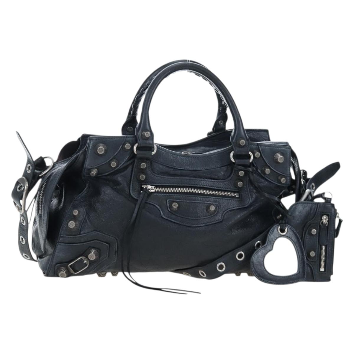 BALENCIAGA Neo Kagole City Small Hand Bag Leather 2way Black 700451 Auth 197188M