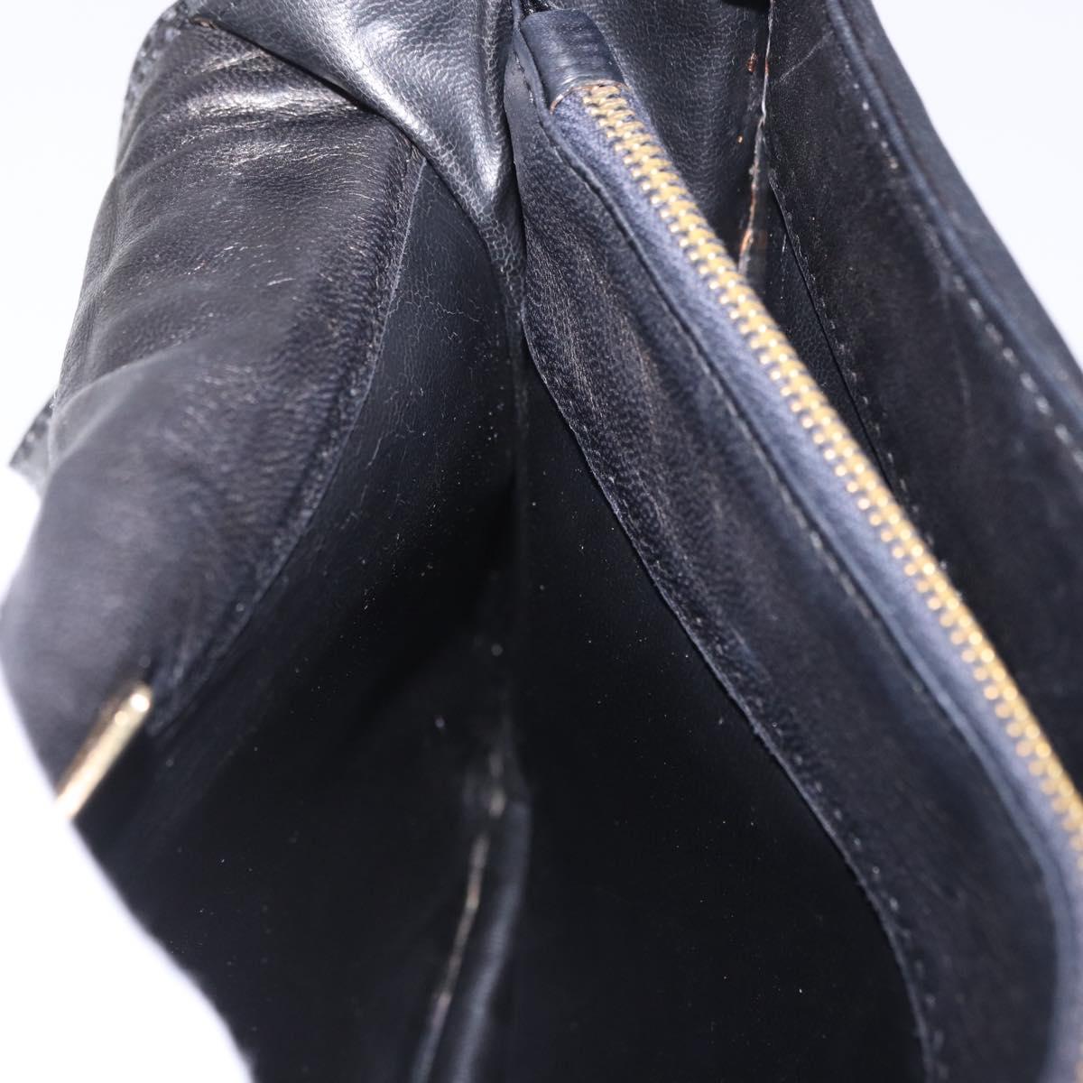 BOTTEGA VENETA INTRECCIATO Shoulder Bag Leather Black Gold Auth 197189
