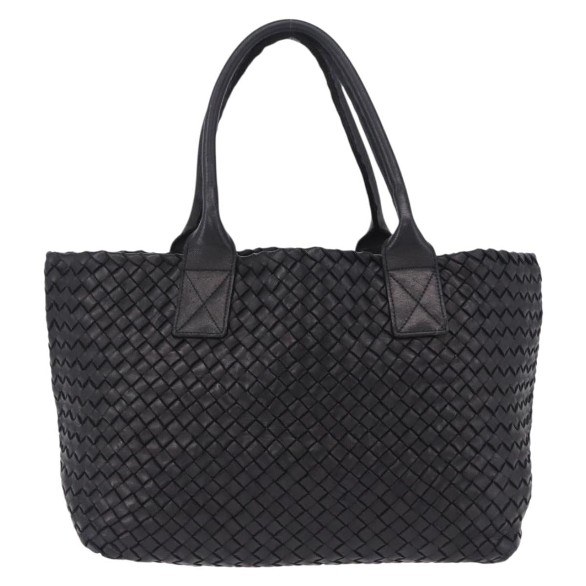 BOTTEGA VENETA INTRECCIATO Cabas PM Hand Bag Leather Black 141498 Auth 197190SAV