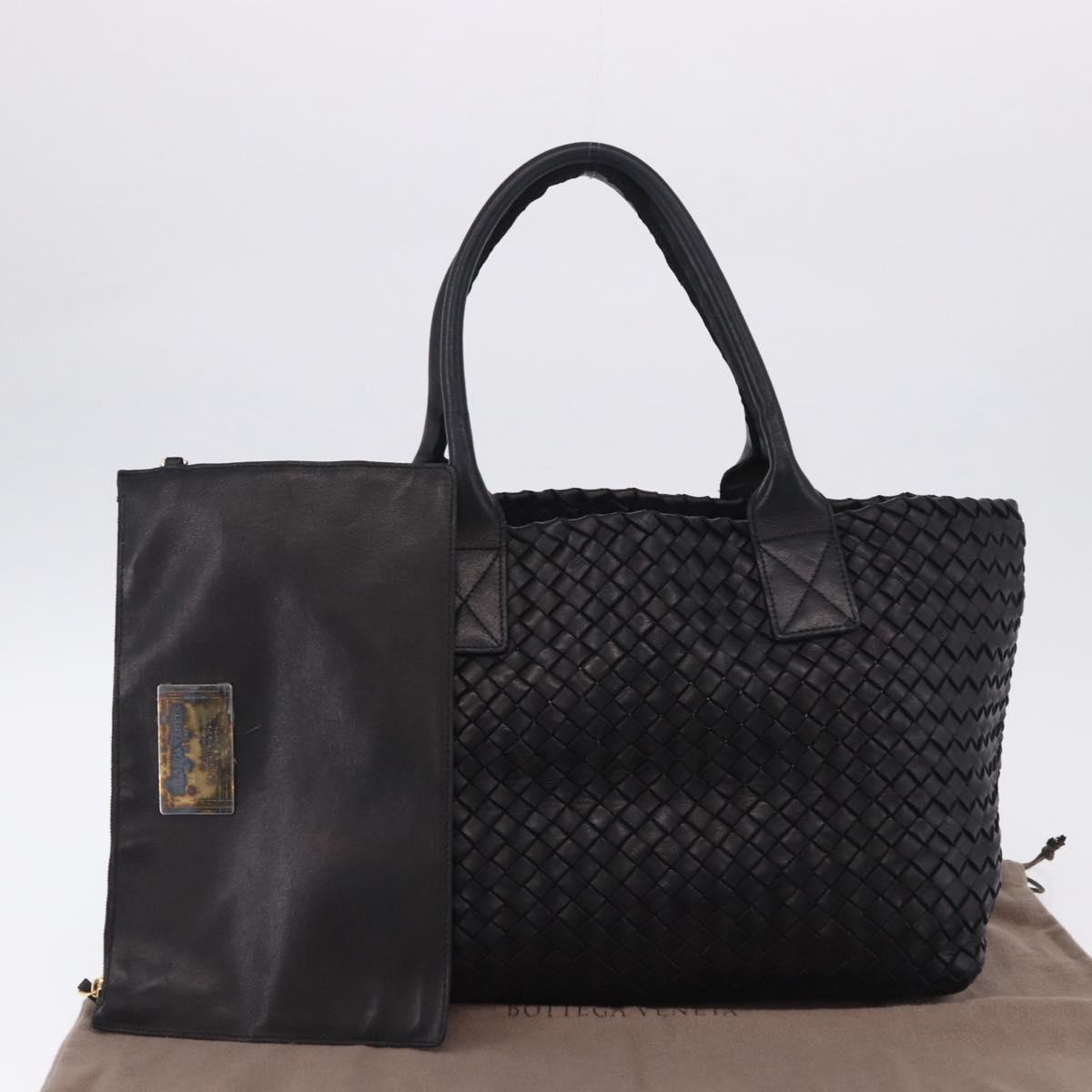 BOTTEGA VENETA INTRECCIATO Cabas PM Hand Bag Leather Black 141498 Auth 197190SAV