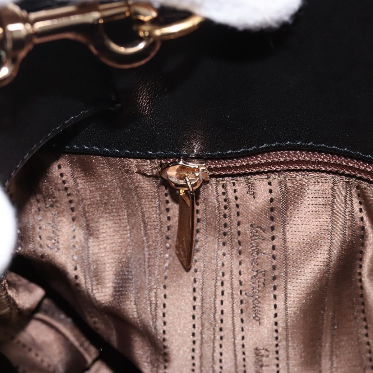 Salvatore Ferragamo Gancini Hand Bag Harako leather 2way Brown Gold Auth 197192A