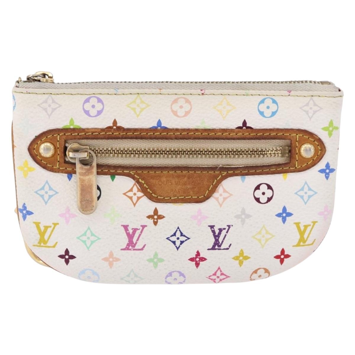 LOUIS VUITTON Monogram Multicolor Pochette MM Pouch White M60028 LV Auth 197193