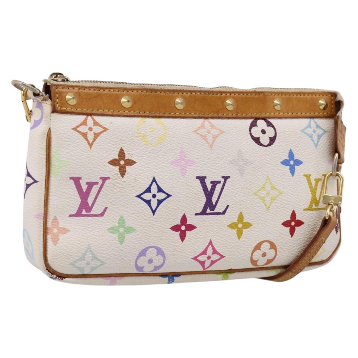 LOUIS VUITTON Monogram Multicolor Pochette Accessoires White M92649 Auth 197194