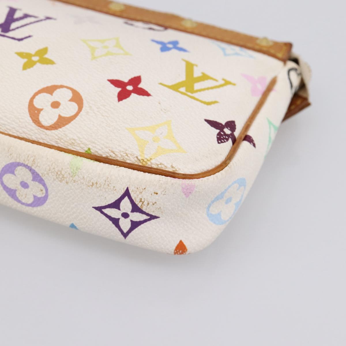 LOUIS VUITTON Monogram Multicolor Pochette Accessoires White M92649 Auth 197194