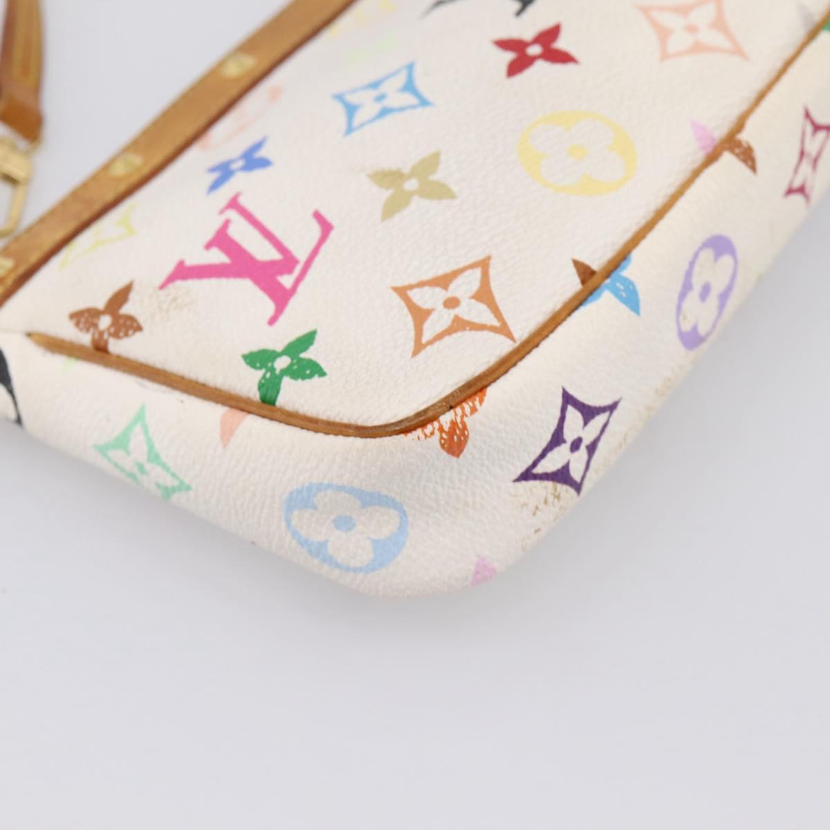 LOUIS VUITTON Monogram Multicolor Pochette Accessoires White M92649 Auth 197194