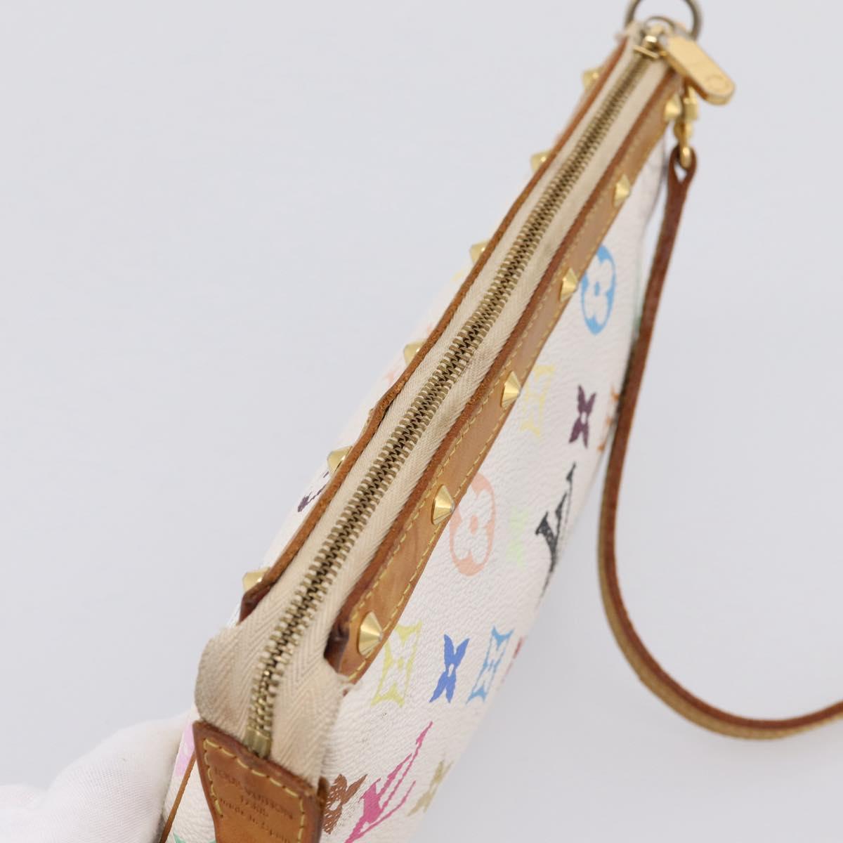 LOUIS VUITTON Monogram Multicolor Pochette Accessoires White M92649 Auth 197194