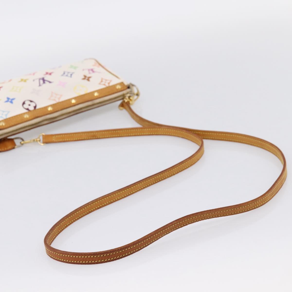 LOUIS VUITTON Monogram Multicolor Pochette Accessoires White M92649 Auth 197194