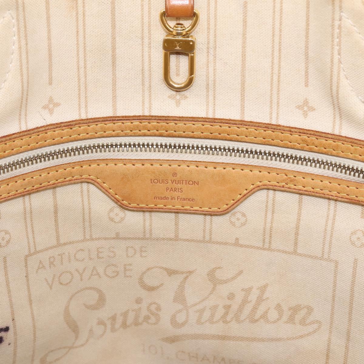 LOUIS VUITTON Damier Azur Neverfull MM Tote Bag N41605 LV Auth 197196