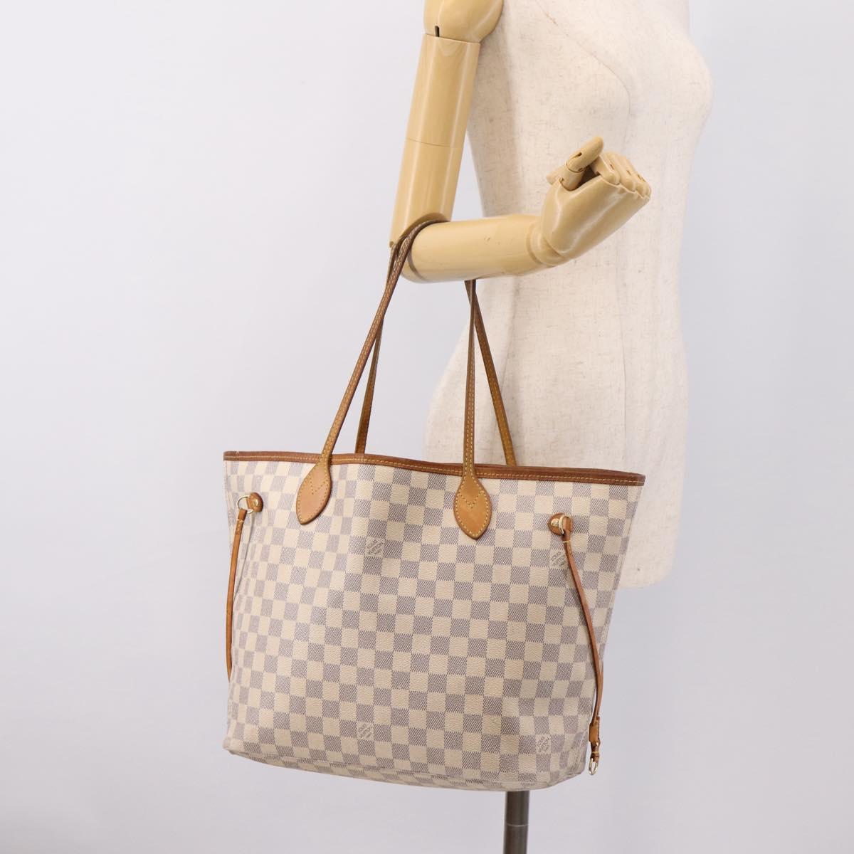 LOUIS VUITTON Damier Azur Neverfull MM Tote Bag N41605 LV Auth 197196