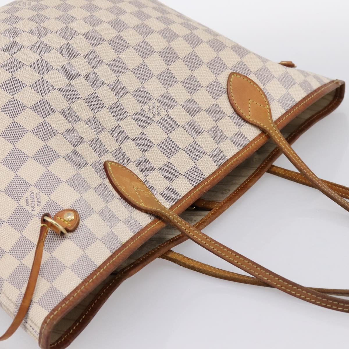 LOUIS VUITTON Damier Azur Neverfull MM Tote Bag N41605 LV Auth 197196