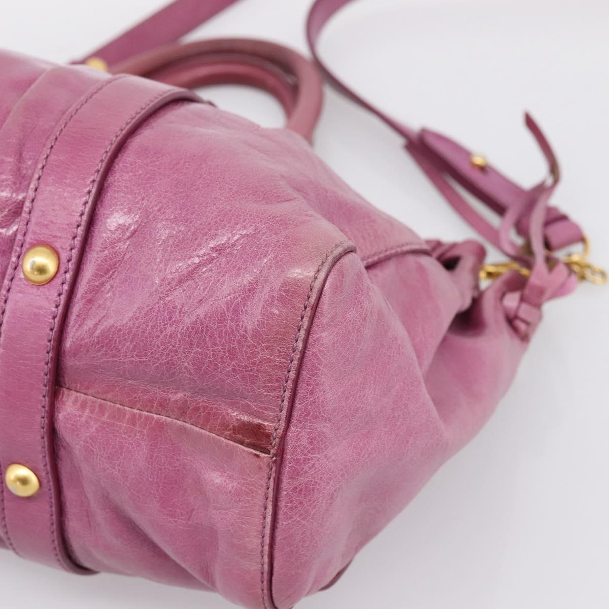 Miu Miu Matelasse Hand Bag Vitellolux 2way Pink Gold Auth 197197SAM