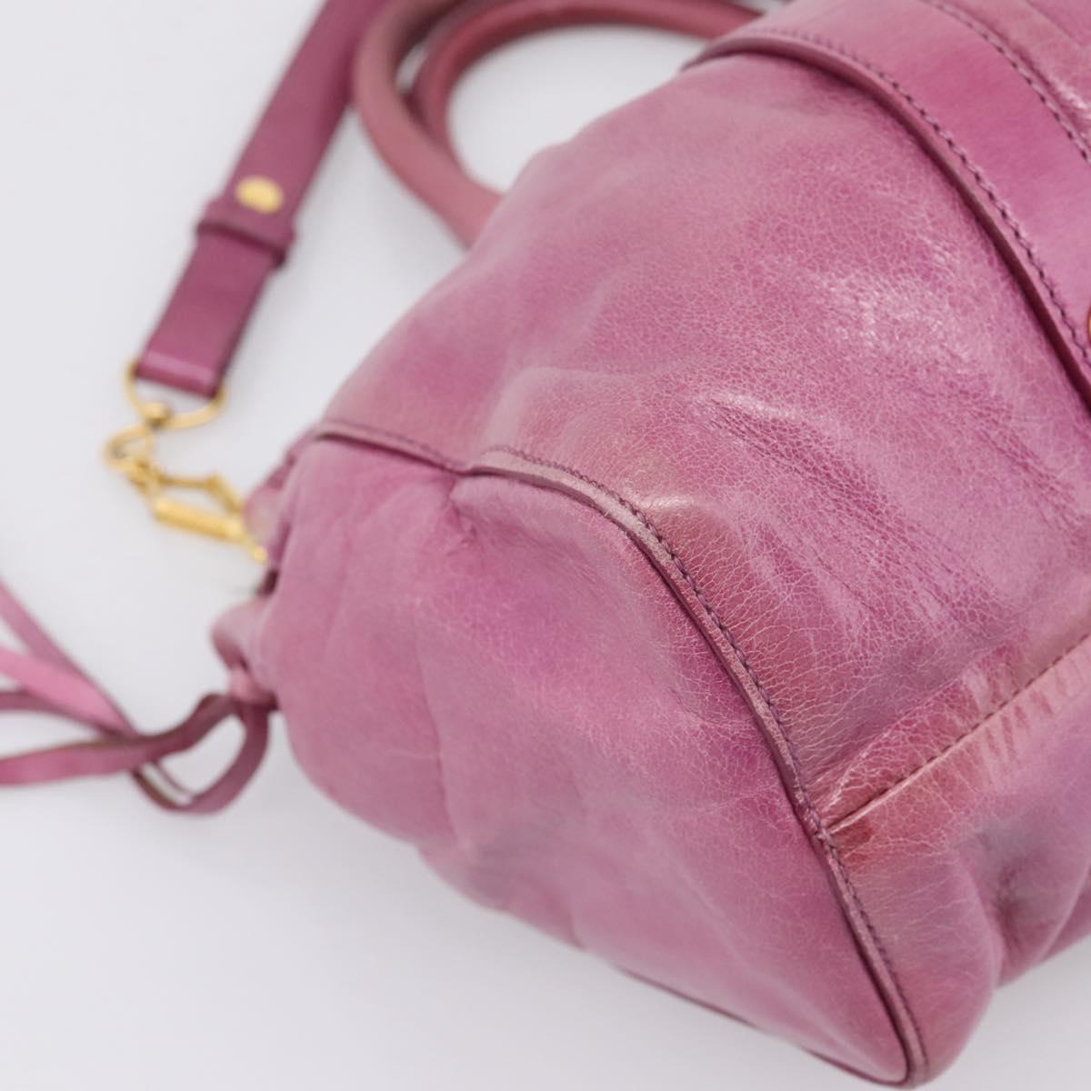 Miu Miu Matelasse Hand Bag Vitellolux 2way Pink Gold Auth 197197SAM