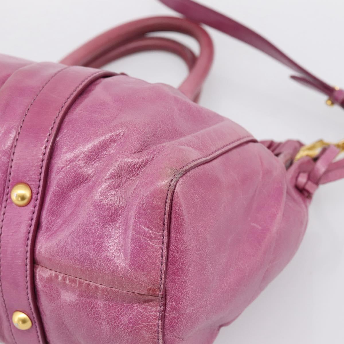 Miu Miu Matelasse Hand Bag Vitellolux 2way Pink Gold Auth 197197SAM