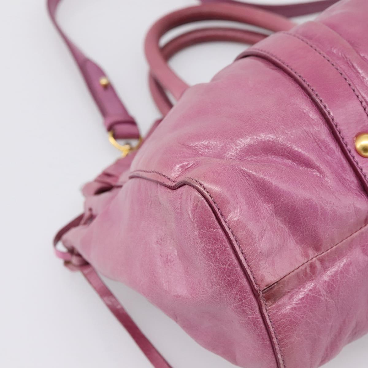Miu Miu Matelasse Hand Bag Vitellolux 2way Pink Gold Auth 197197SAM