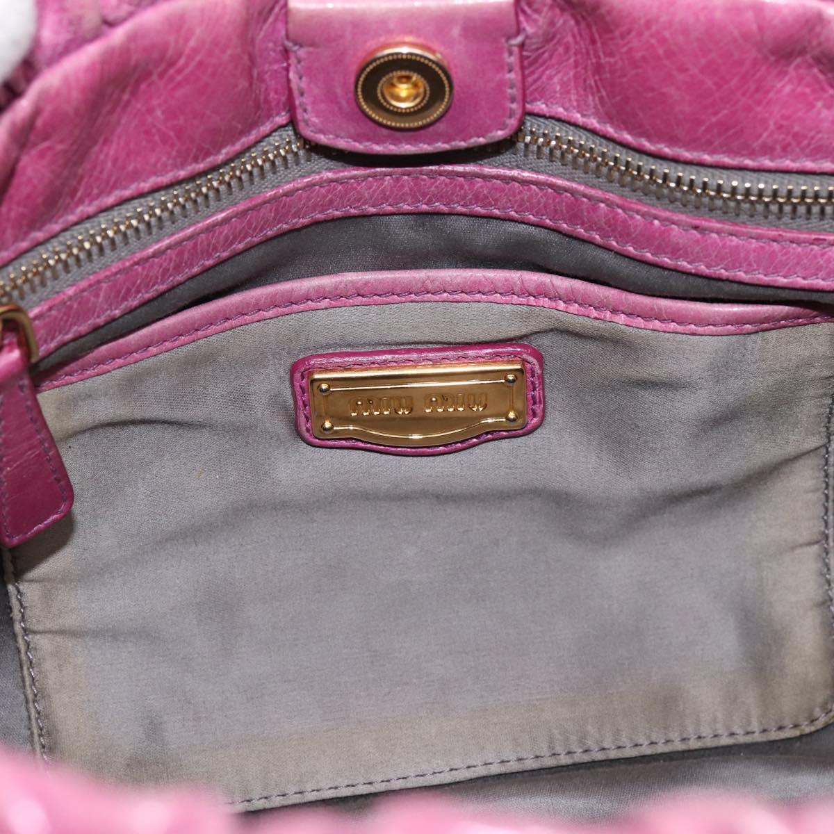 Miu Miu Matelasse Hand Bag Vitellolux 2way Pink Gold Auth 197197SAM
