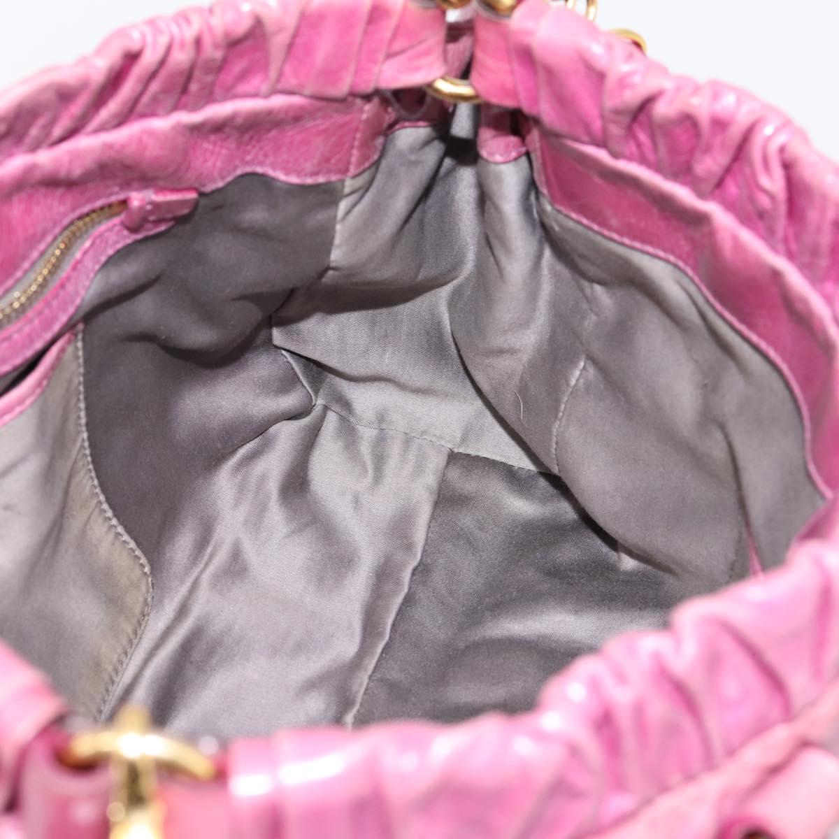 Miu Miu Matelasse Hand Bag Vitellolux 2way Pink Gold Auth 197197SAM