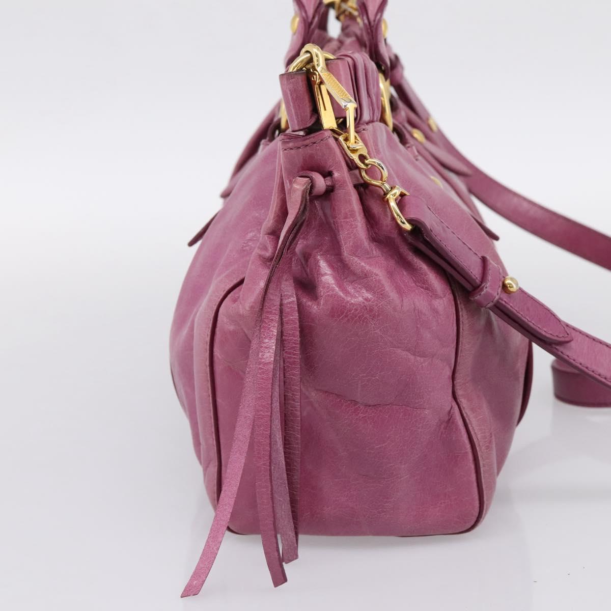 Miu Miu Matelasse Hand Bag Vitellolux 2way Pink Gold Auth 197197SAM