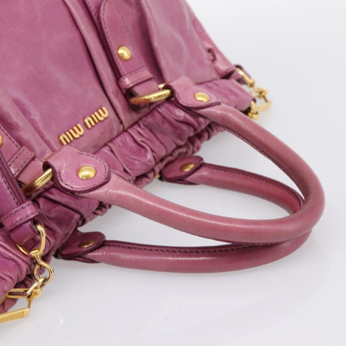 Miu Miu Matelasse Hand Bag Vitellolux 2way Pink Gold Auth 197197SAM