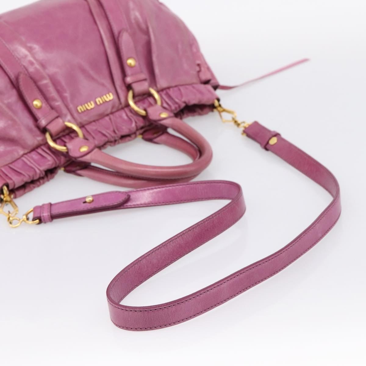 Miu Miu Matelasse Hand Bag Vitellolux 2way Pink Gold Auth 197197SAM