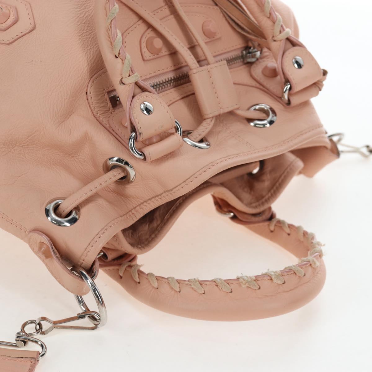 BALENCIAGA Classic Mini Pompon Hand Bag Leather 2way Pink 246438 Auth 197200V