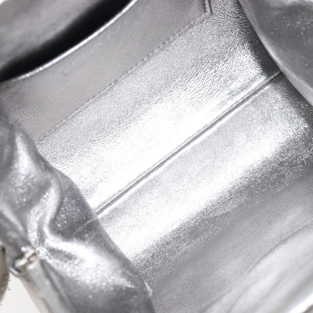 CHANEL Chain Shoulder Pouch Matelasse Leather Silver CC Auth 197202A