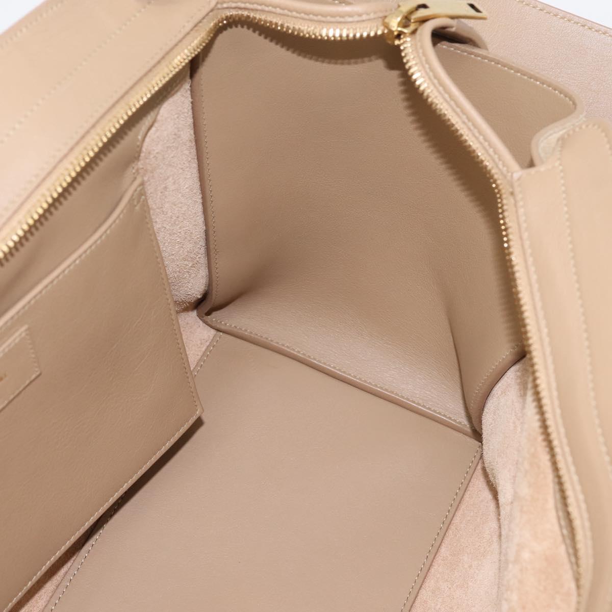 SAINT LAURENT Downtown Cabas Hand Bag Leather 2way Beige Gold Auth 197207V