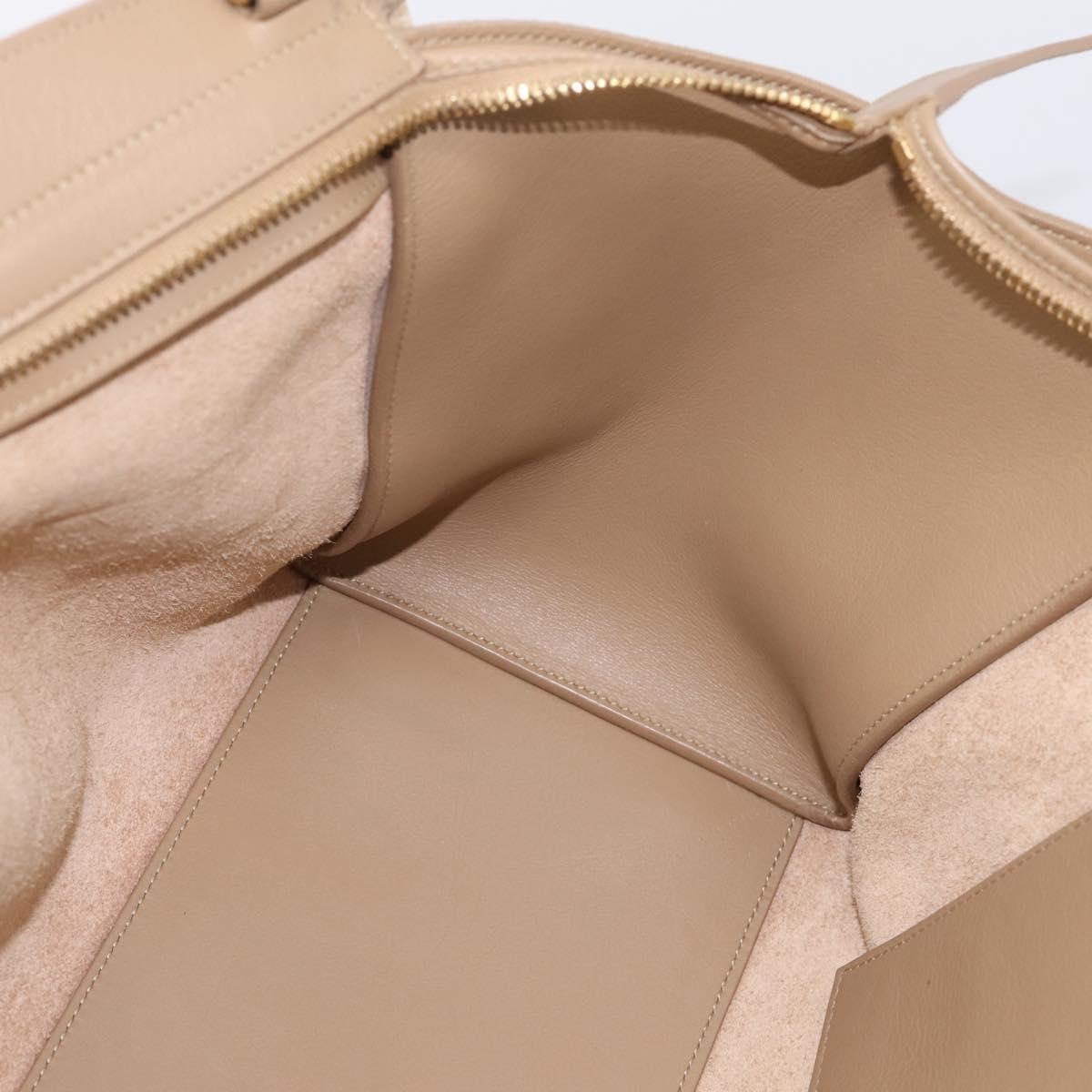 SAINT LAURENT Downtown Cabas Hand Bag Leather 2way Beige Gold Auth 197207V