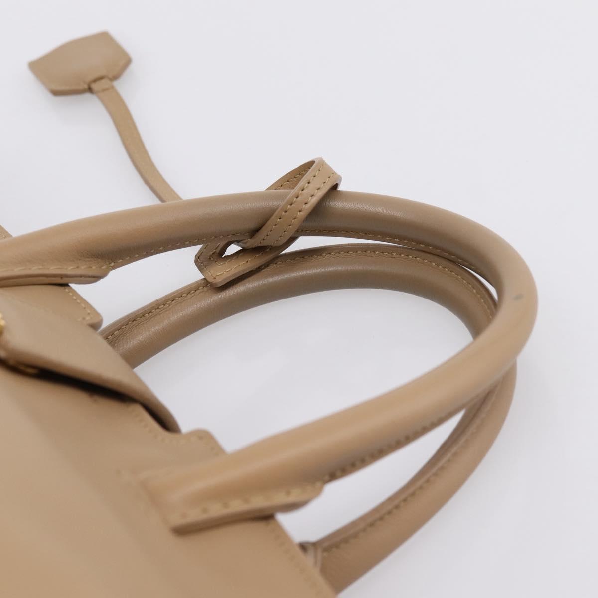 SAINT LAURENT Downtown Cabas Hand Bag Leather 2way Beige Gold Auth 197207V