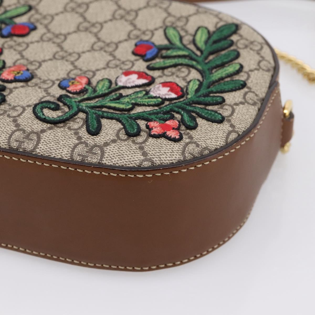 GUCCI GG Supreme Chain Shoulder Bag PVC Beige Gold 409535 Auth 197208V