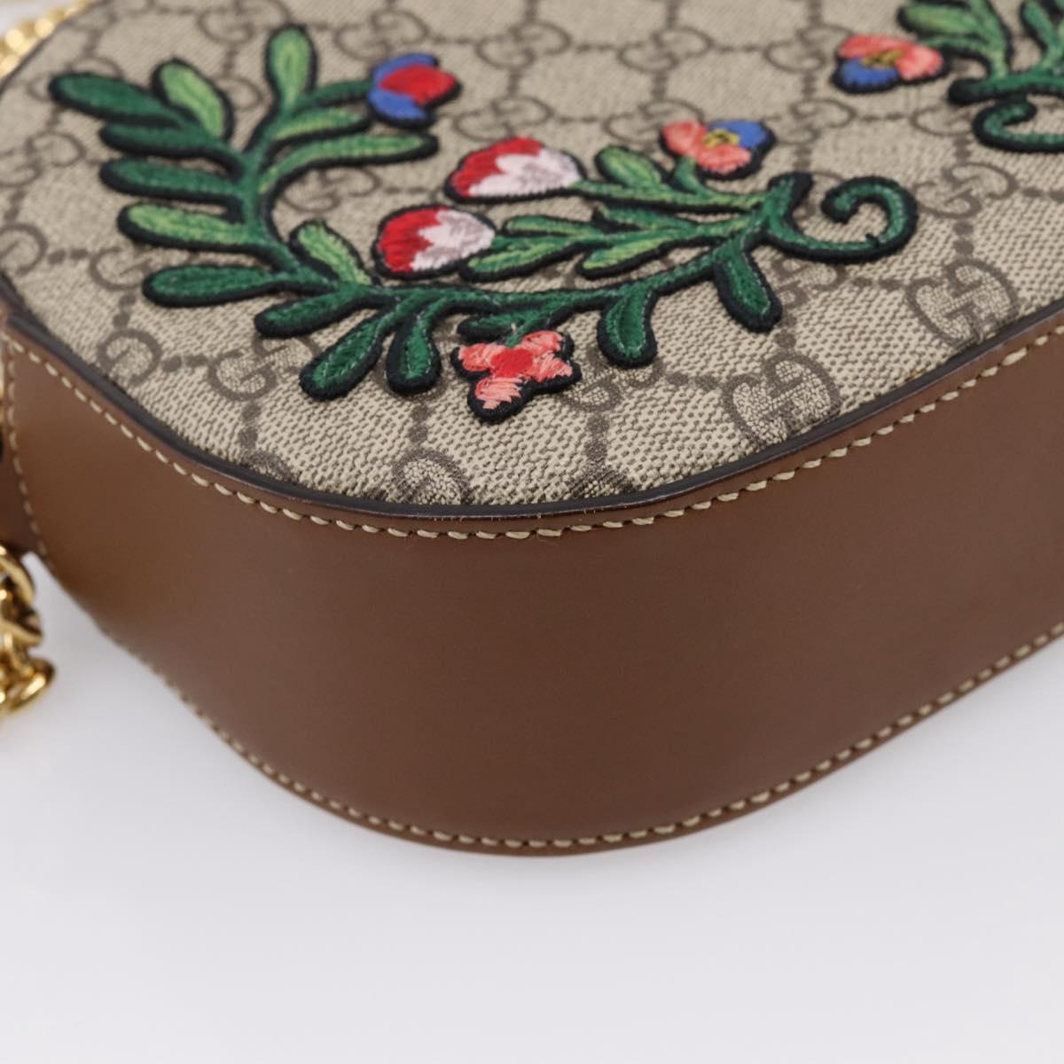 GUCCI GG Supreme Chain Shoulder Bag PVC Beige Gold 409535 Auth 197208V