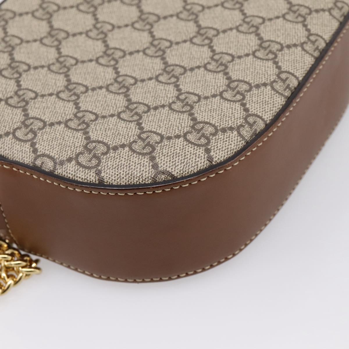GUCCI GG Supreme Chain Shoulder Bag PVC Beige Gold 409535 Auth 197208V