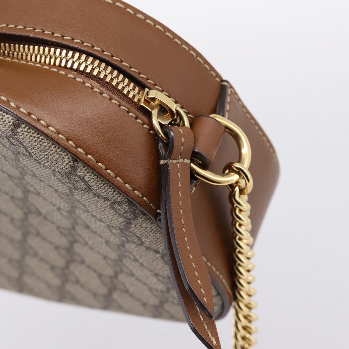 GUCCI GG Supreme Chain Shoulder Bag PVC Beige Gold 409535 Auth 197208V