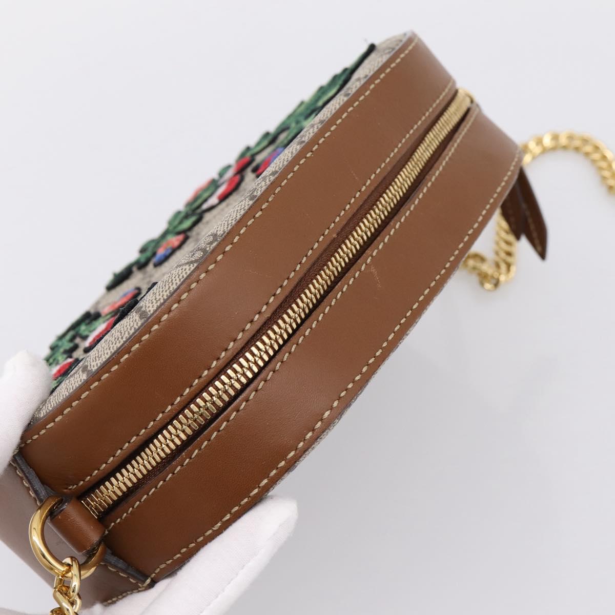 GUCCI GG Supreme Chain Shoulder Bag PVC Beige Gold 409535 Auth 197208V