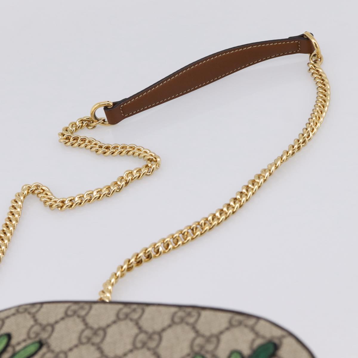 GUCCI GG Supreme Chain Shoulder Bag PVC Beige Gold 409535 Auth 197208V