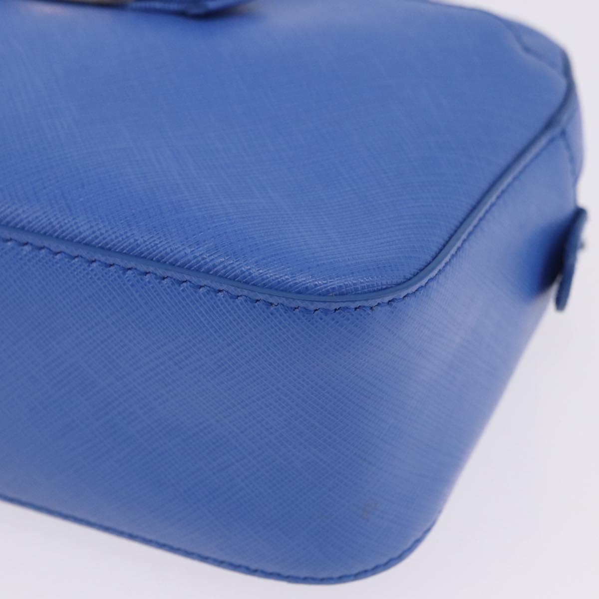 Salvatore Ferragamo Vala Chain Shoulder Bag Leather Blue Gold Auth 197212V