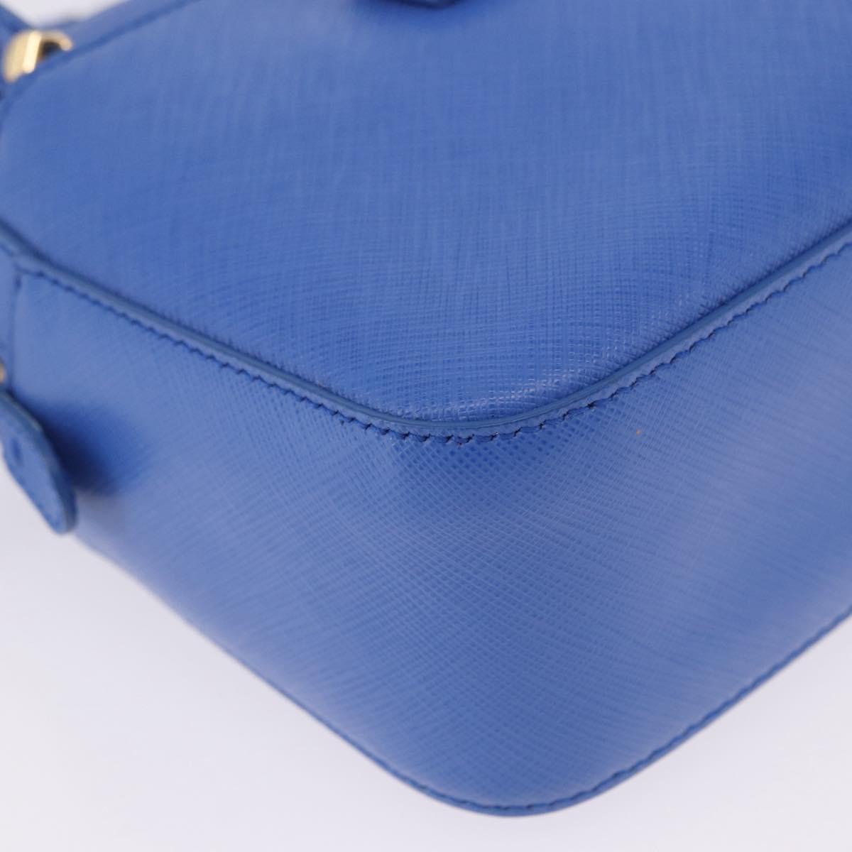 Salvatore Ferragamo Vala Chain Shoulder Bag Leather Blue Gold Auth 197212V