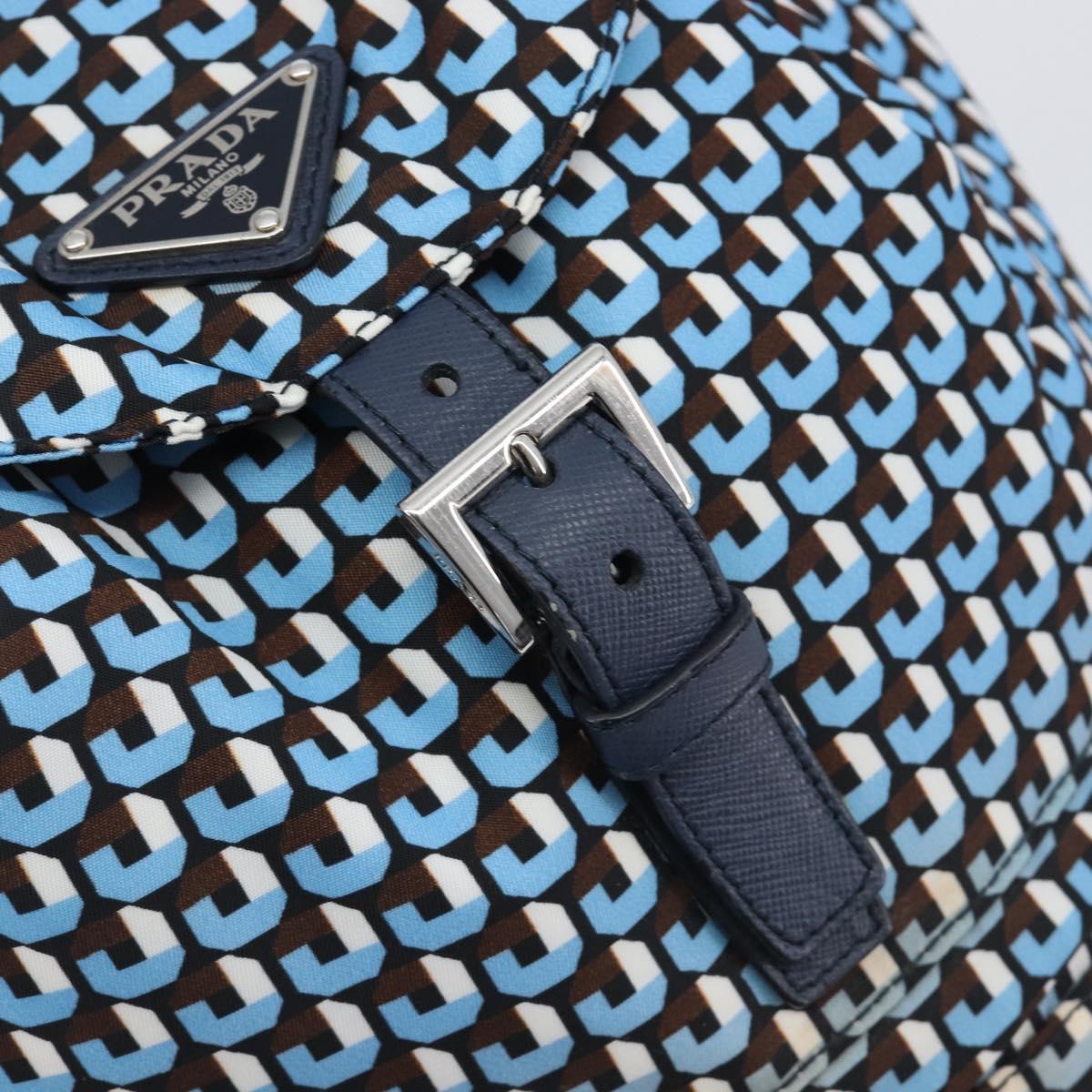 PRADA Backpack Nylon Blue Silver Auth 197214A