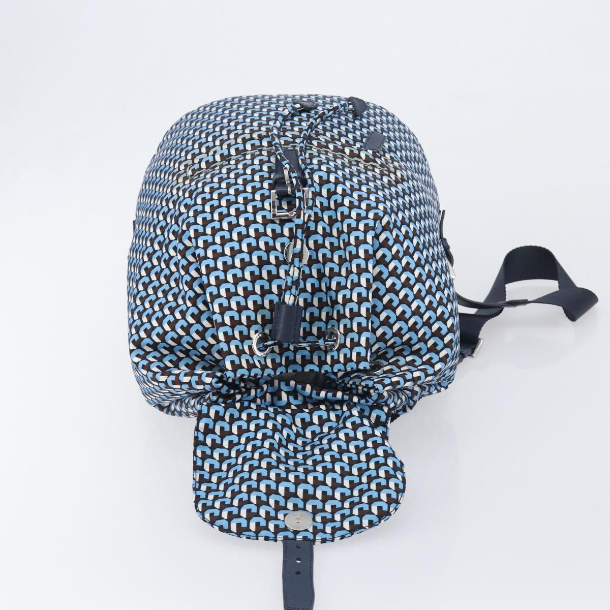 PRADA Backpack Nylon Blue Silver Auth 197214A