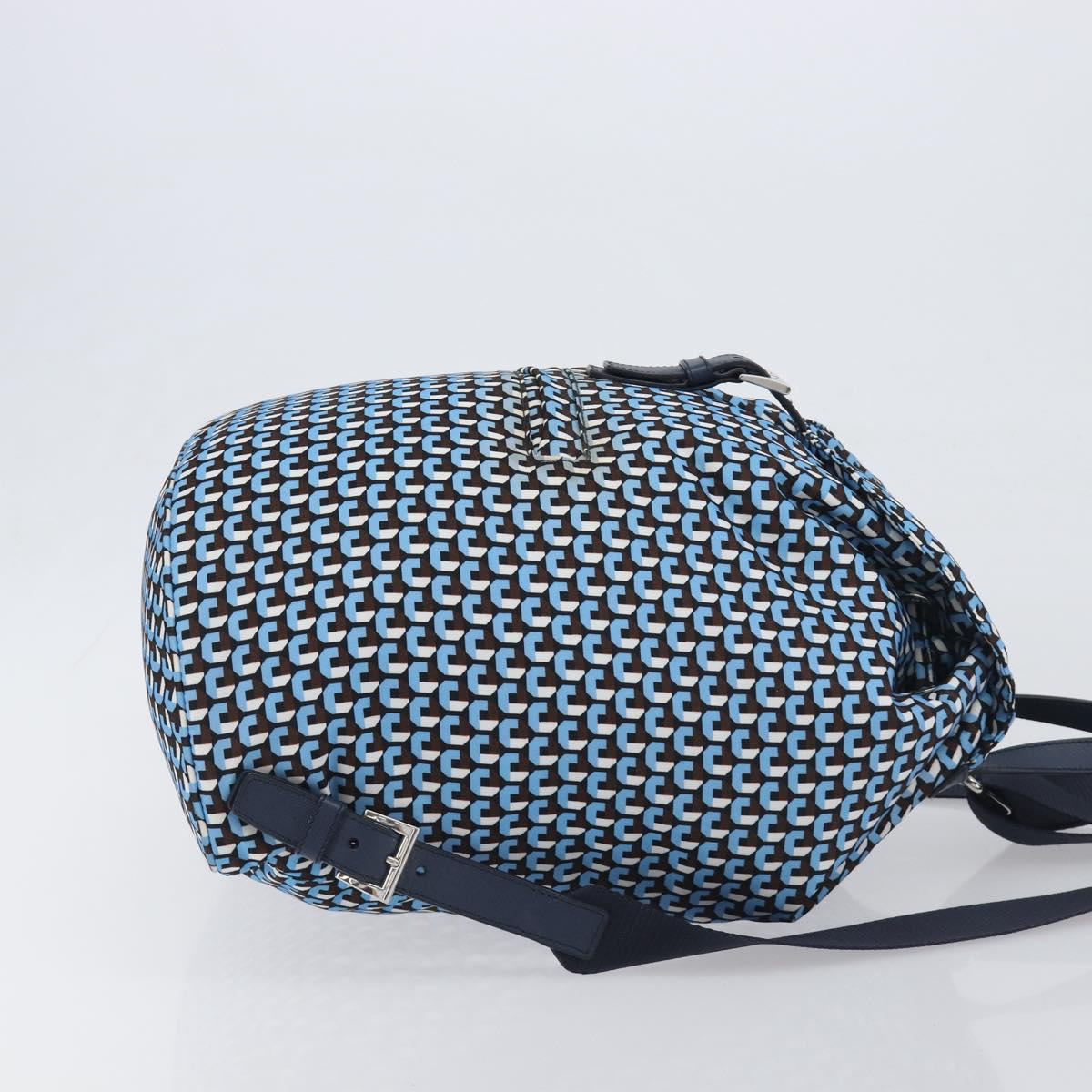 PRADA Backpack Nylon Blue Silver Auth 197214A