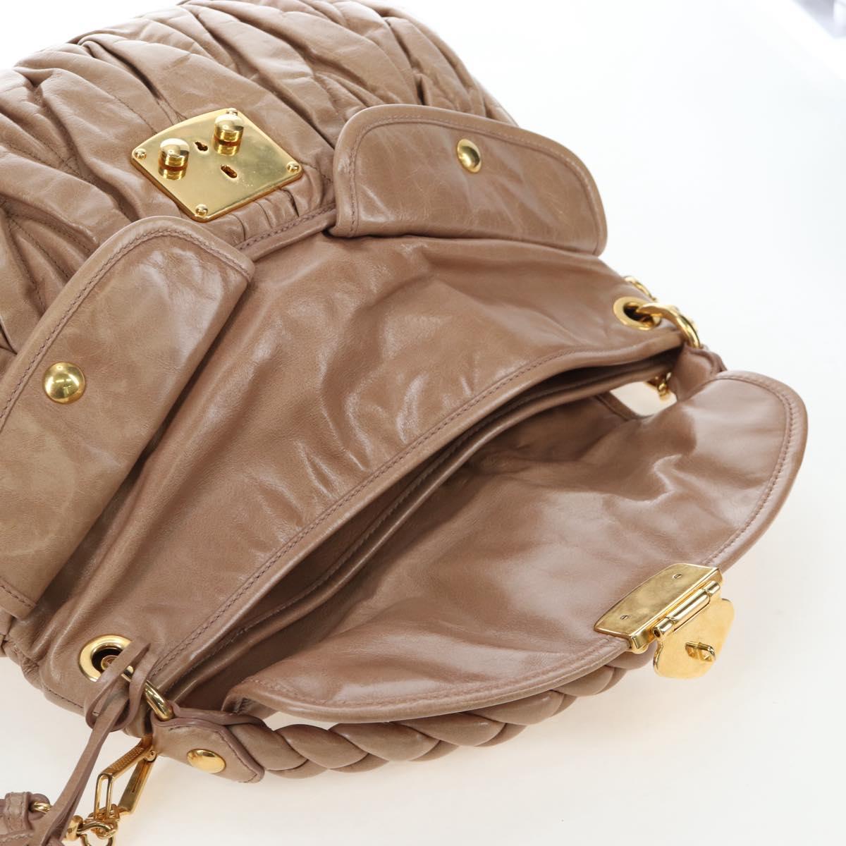Miu Miu Matelasse Shoulder Bag Vitellolux 2way Beige Gold Auth 197216V