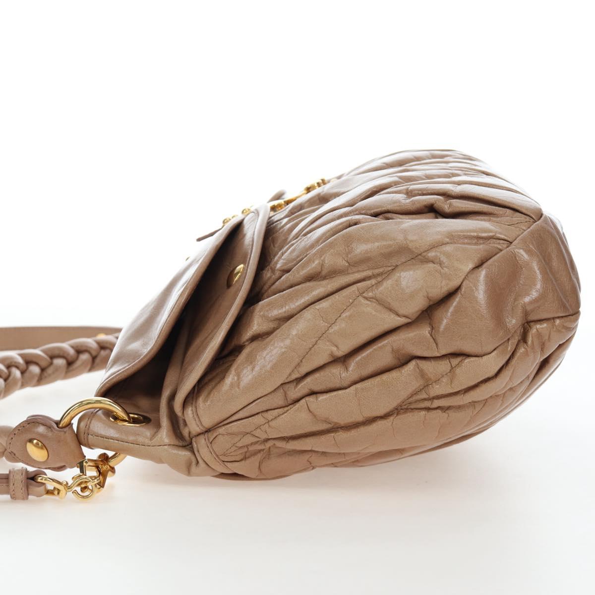 Miu Miu Matelasse Shoulder Bag Vitellolux 2way Beige Gold Auth 197216V