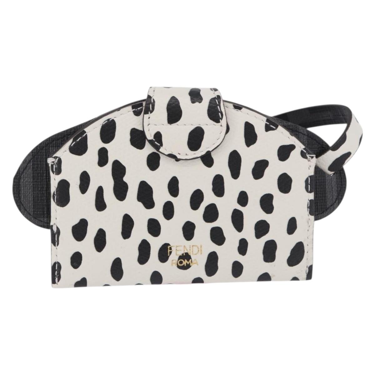 FENDI Pass Case Card Case Leather White Auth 197220M