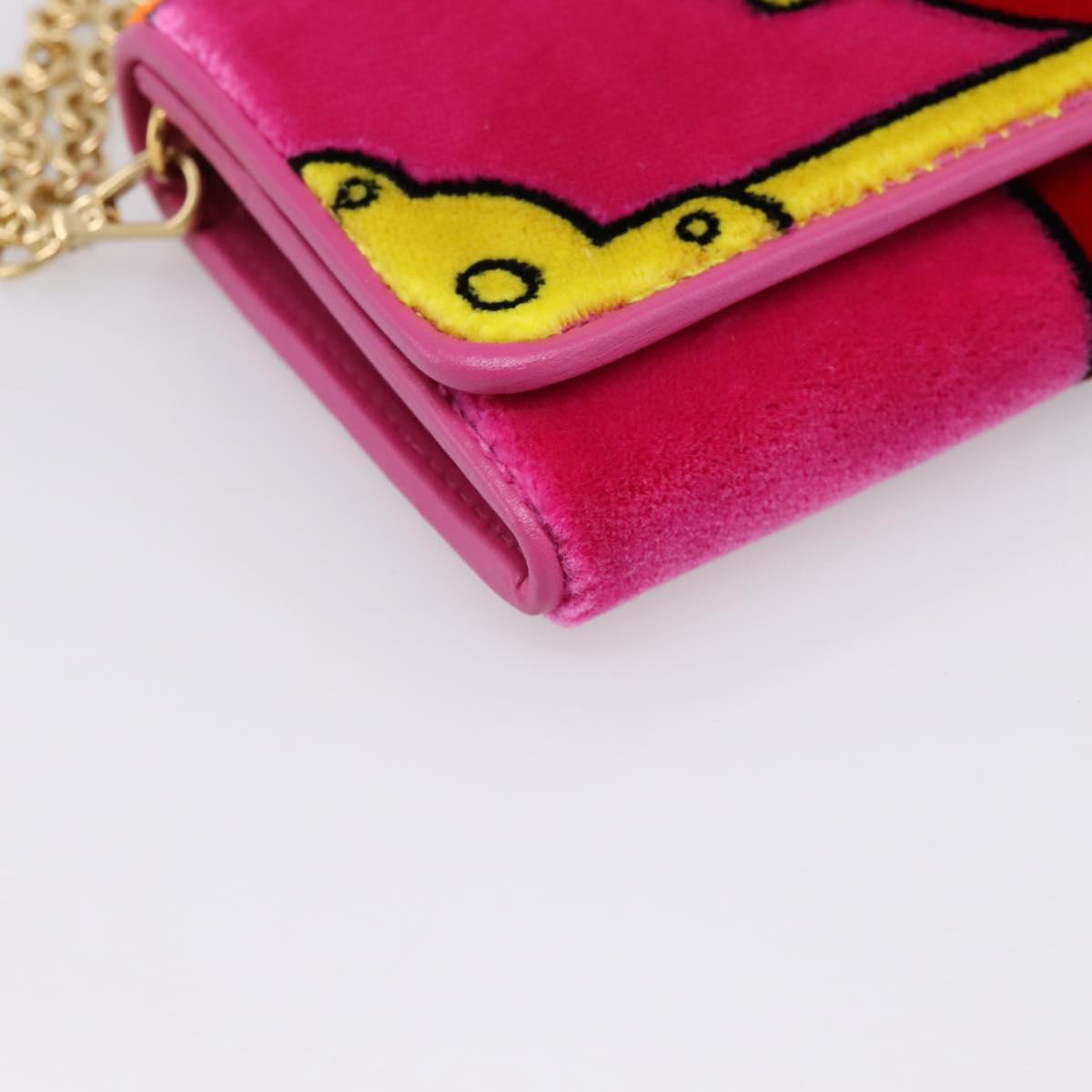 PRADA Long Wallet Velor Red Gold Auth 197223M