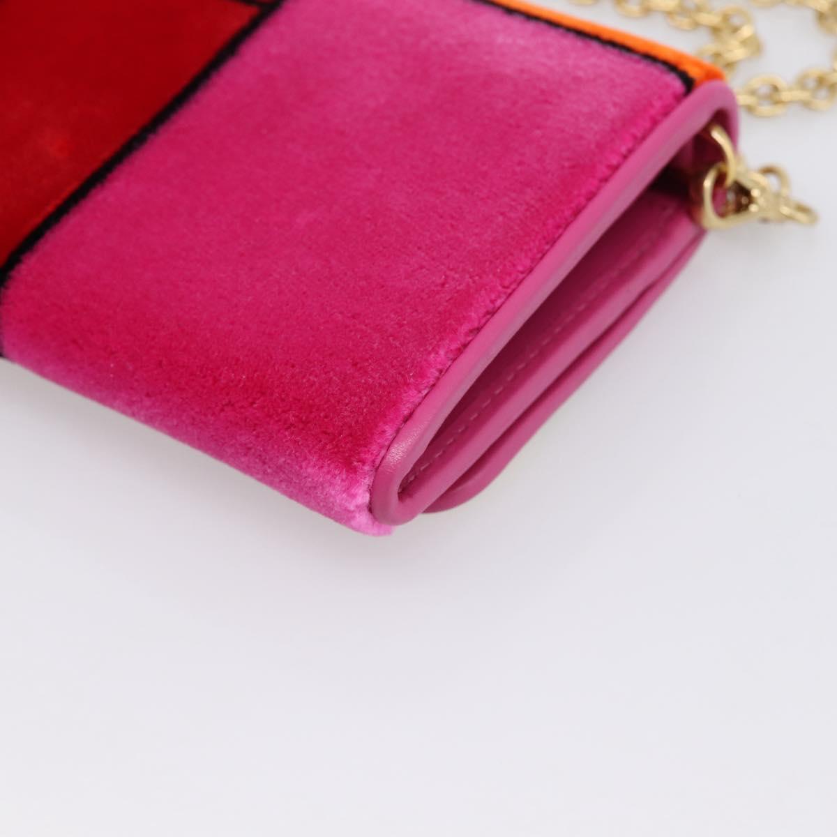 PRADA Long Wallet Velor Red Gold Auth 197223M