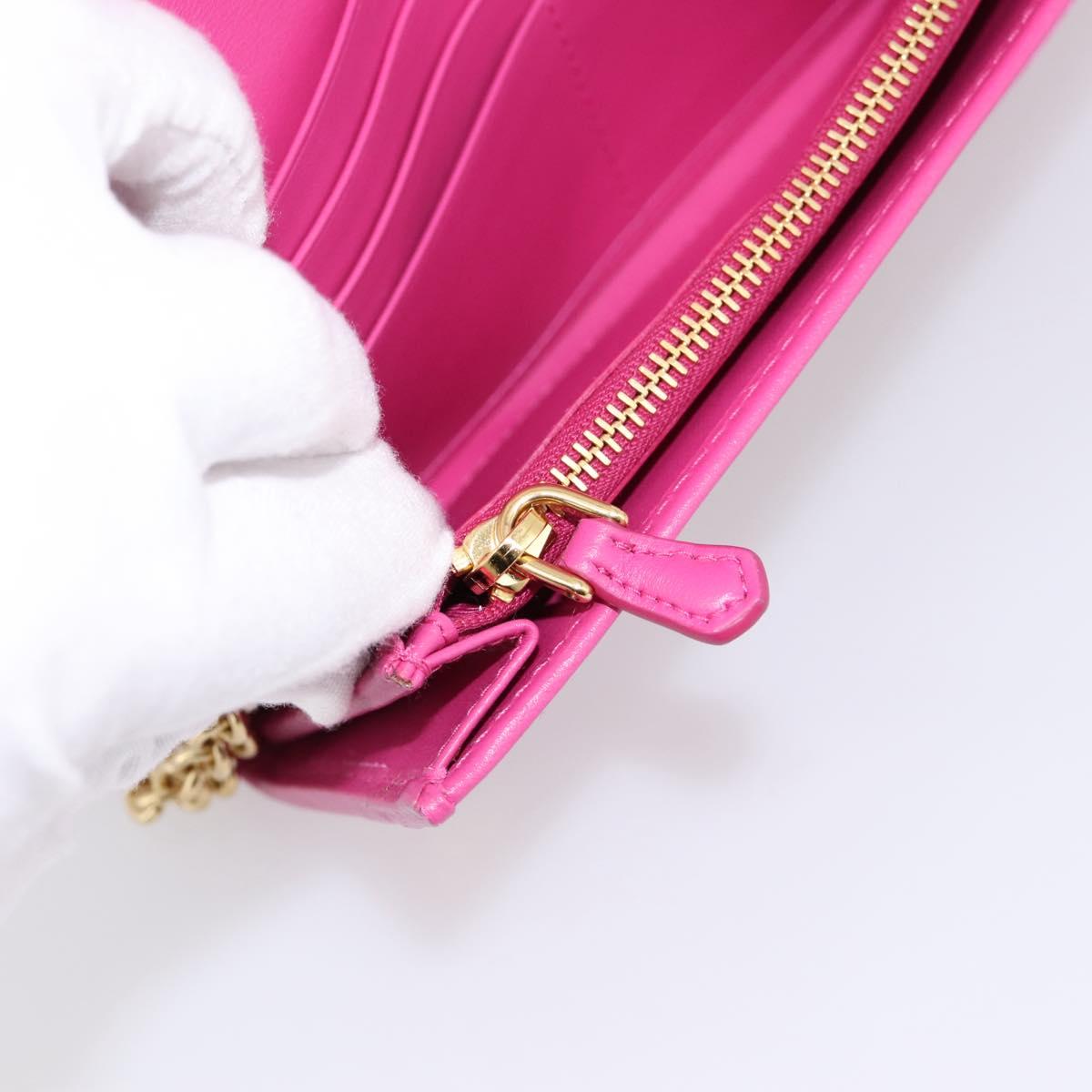 PRADA Long Wallet Velor Red Gold Auth 197223M