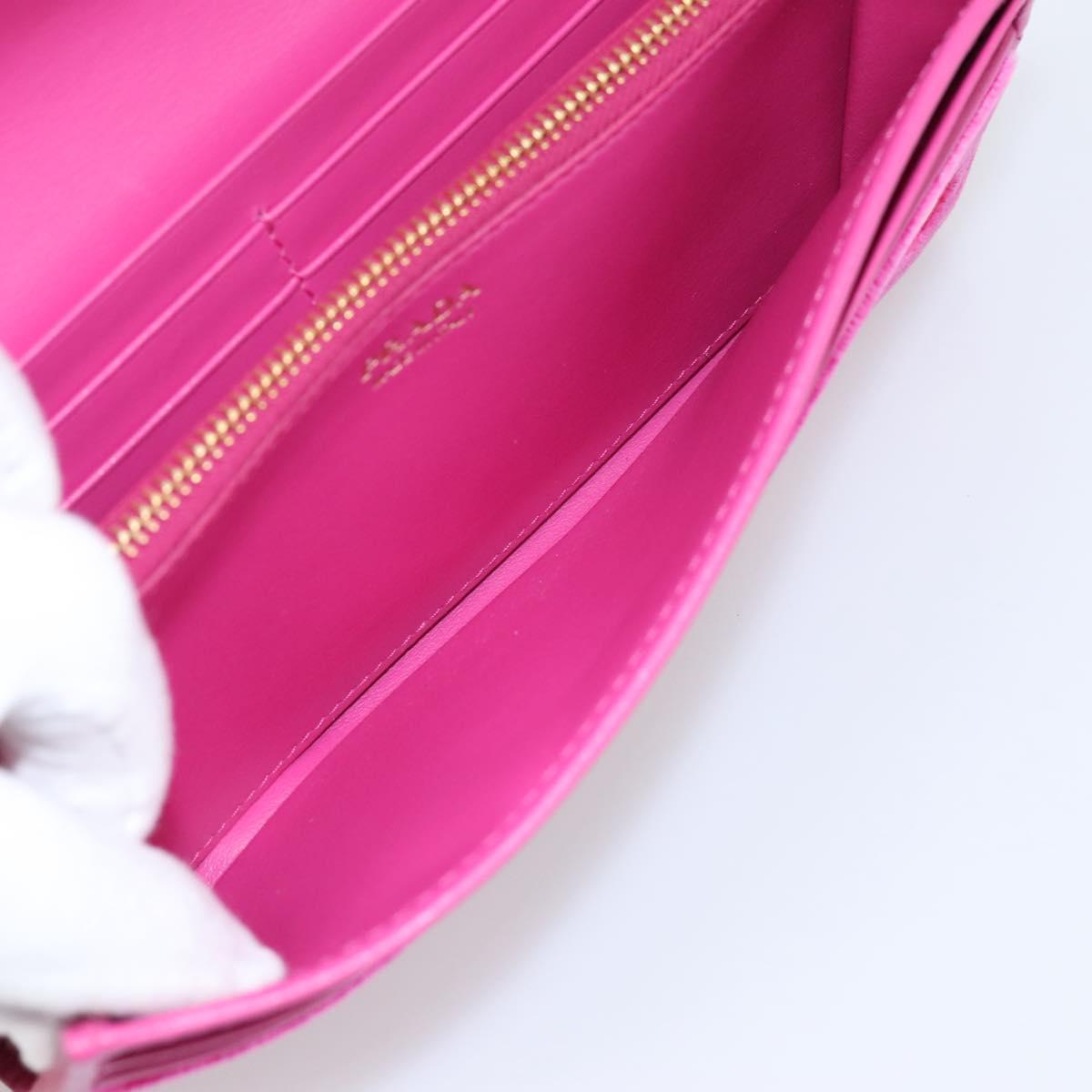 PRADA Long Wallet Velor Red Gold Auth 197223M
