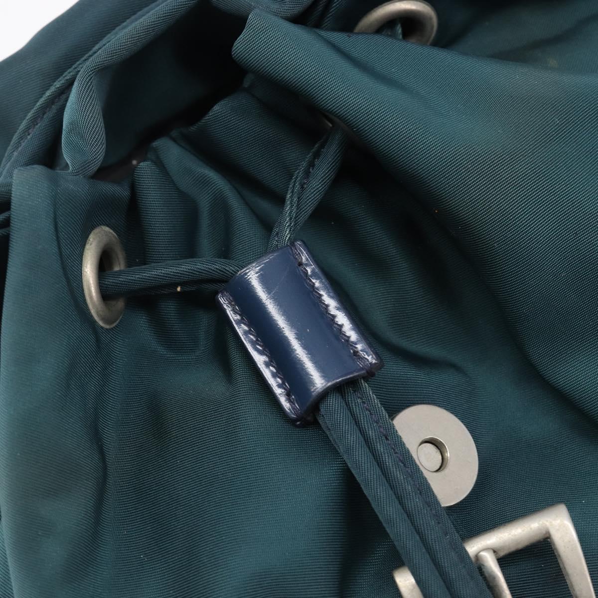 PRADA Backpack Nylon Green Silver Auth 197232