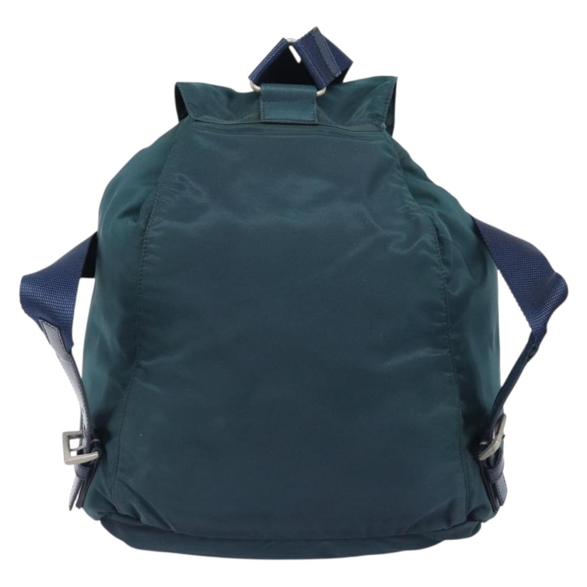 PRADA Backpack Nylon Green Silver Auth 197232